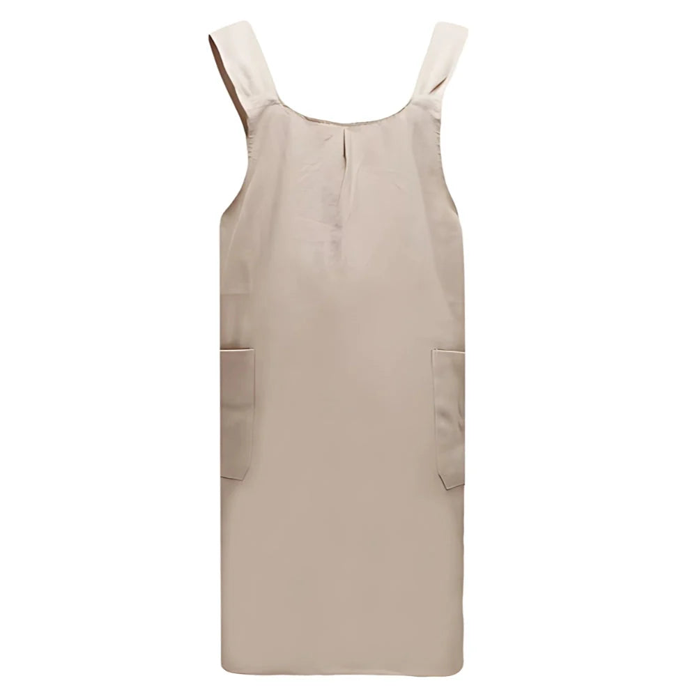 Apron Cross-Back Cotton-Linen Deep Pockets