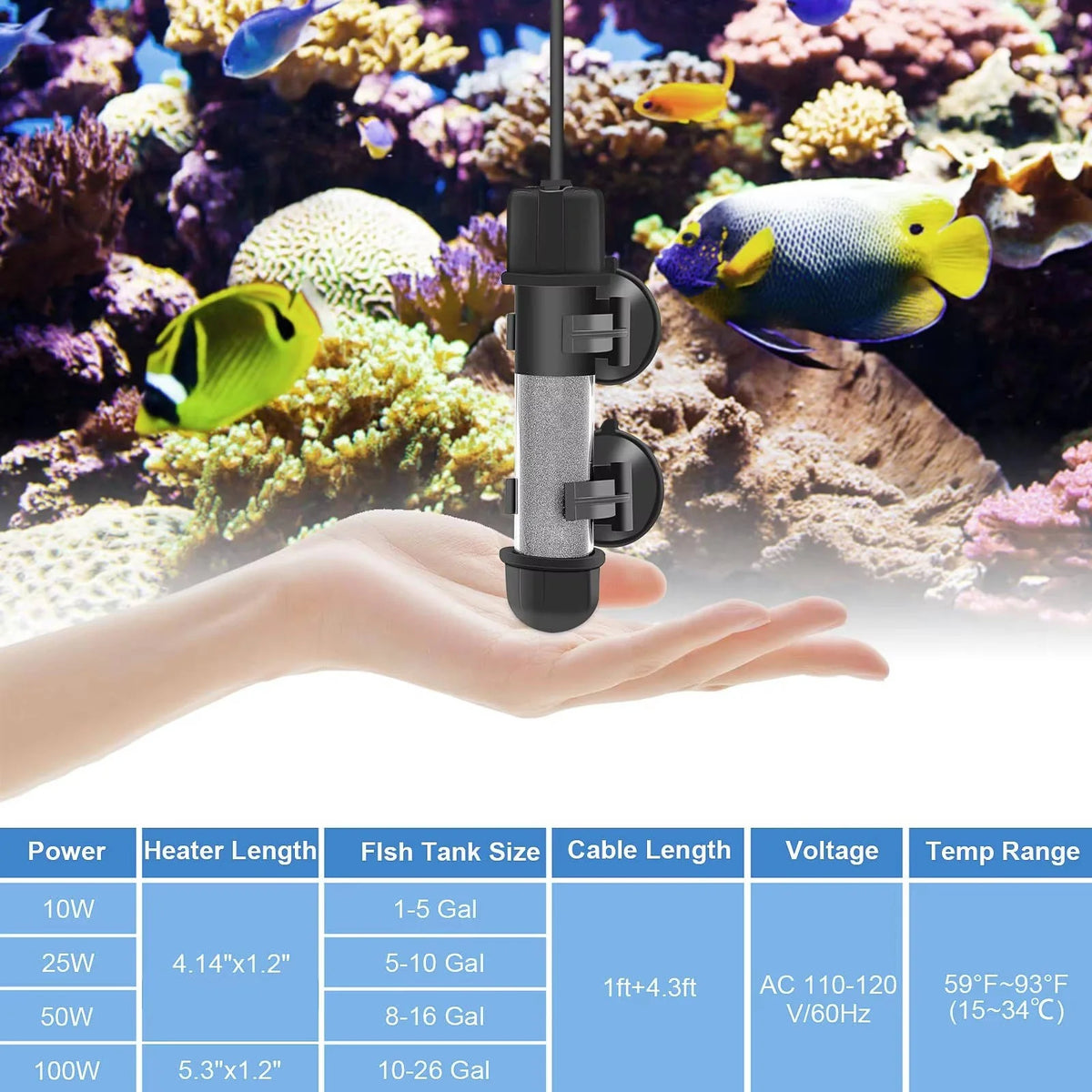 Aquarium Heater Submersible Adjustable LED Display