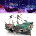 Aquarium Ornament Sunken Ship Air System & Swim Holes