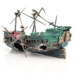 Aquarium Ornament Sunken Ship Air System & Swim Holes