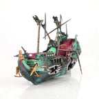 Aquarium Ornament Sunken Ship Air System & Swim Holes