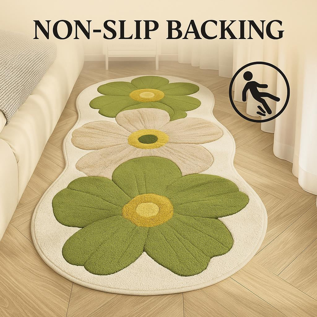 Area Rug Floral High-Density Plush & Non-Slip Backing