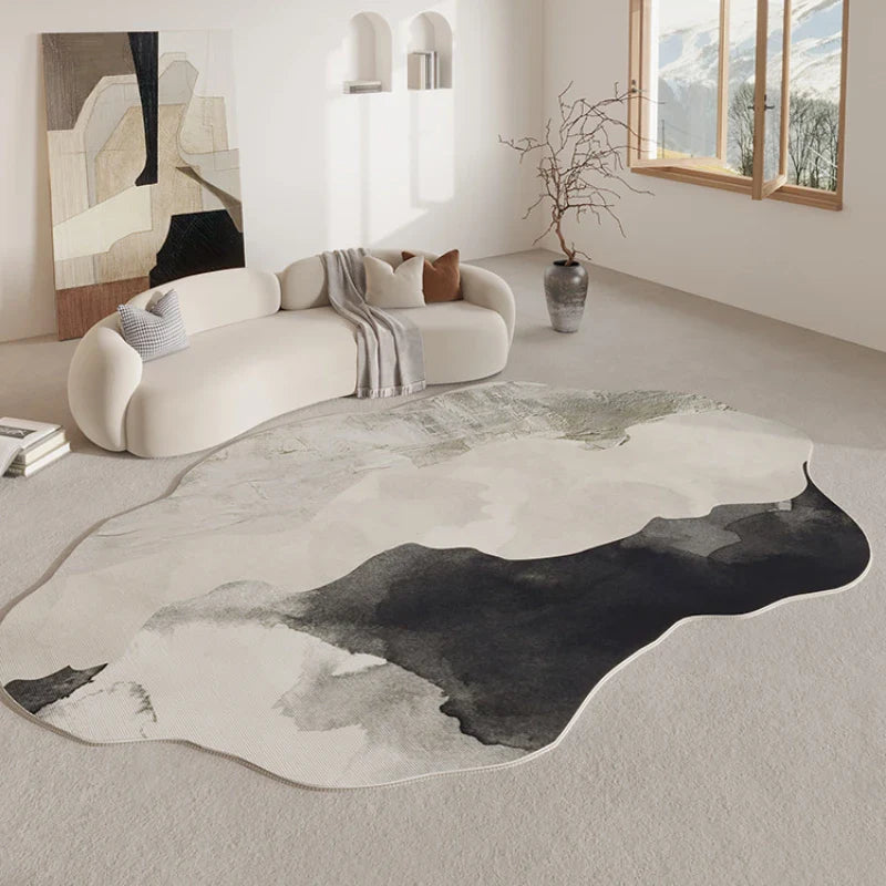 Area Rug Irregular Contour Plush Polyester Non-Slip Backing