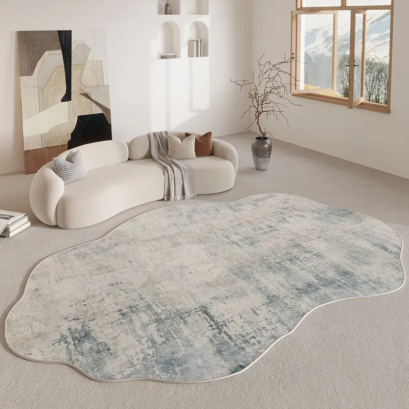 Area Rug Irregular Contour Plush Polyester Non-Slip Backing