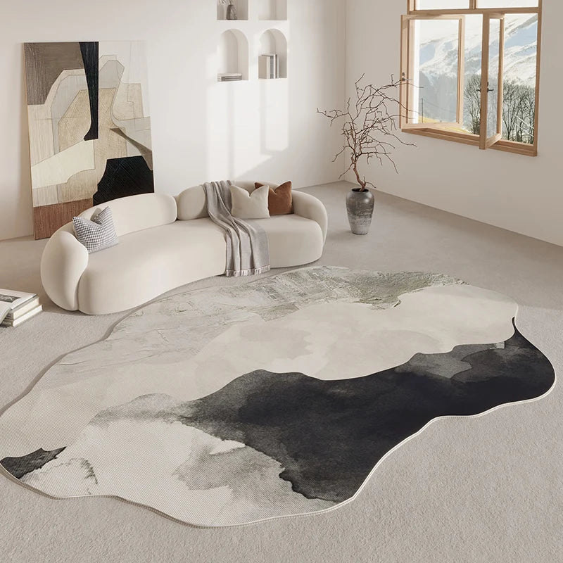 Area Rug Irregular Contour Plush Polyester Non-Slip Backing