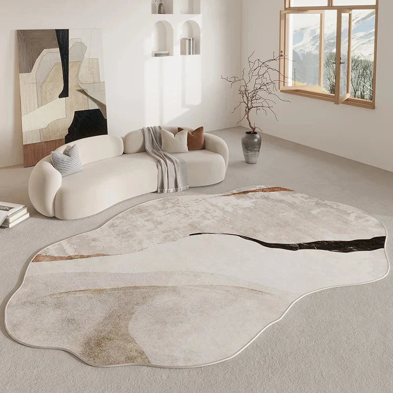 Area Rug Irregular Shape Polyester Pile Non-Slip Backing