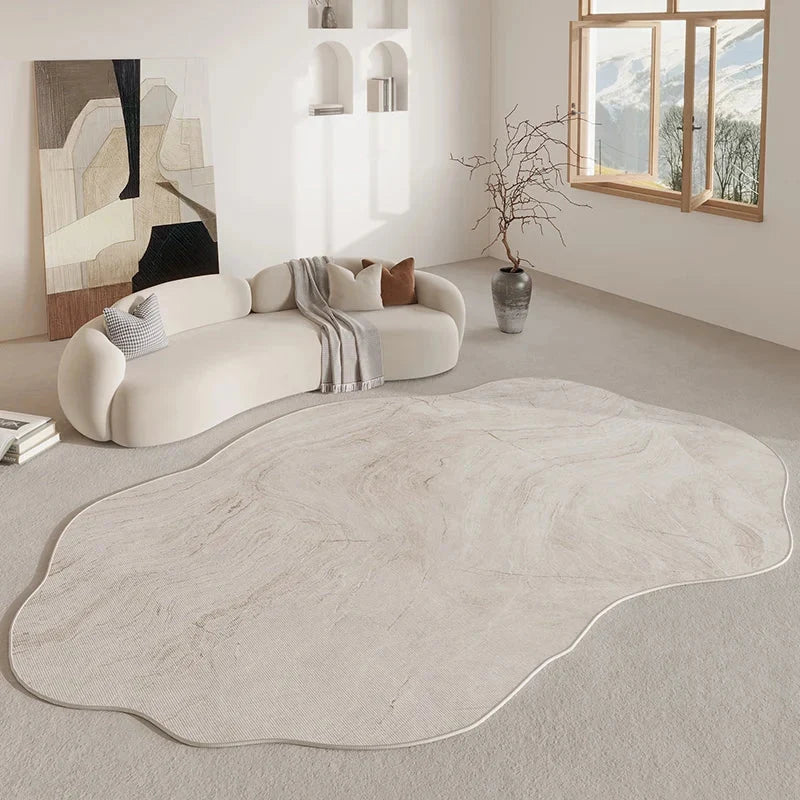 Area Rug Irregular Shape Polyester Pile Non-Slip Backing