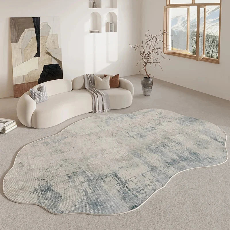 Area Rug Irregular Shape Polyester Pile Non-Slip Backing