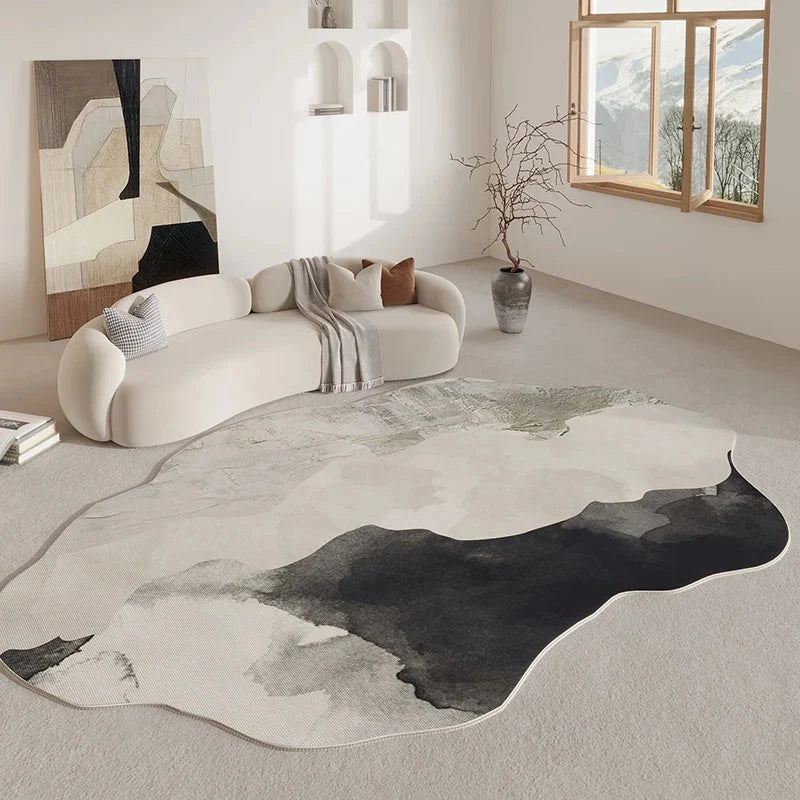 Area Rug Irregular Shape Polyester Pile Non-Slip Backing