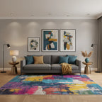 Area Rug Multicolored Abstract Low-Pile
