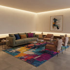 Area Rug Multicolored Abstract Low-Pile