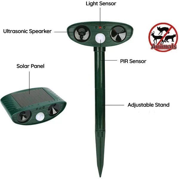 Armadillo Repellent Ultrasonic Motion-Activated Solar-Powered