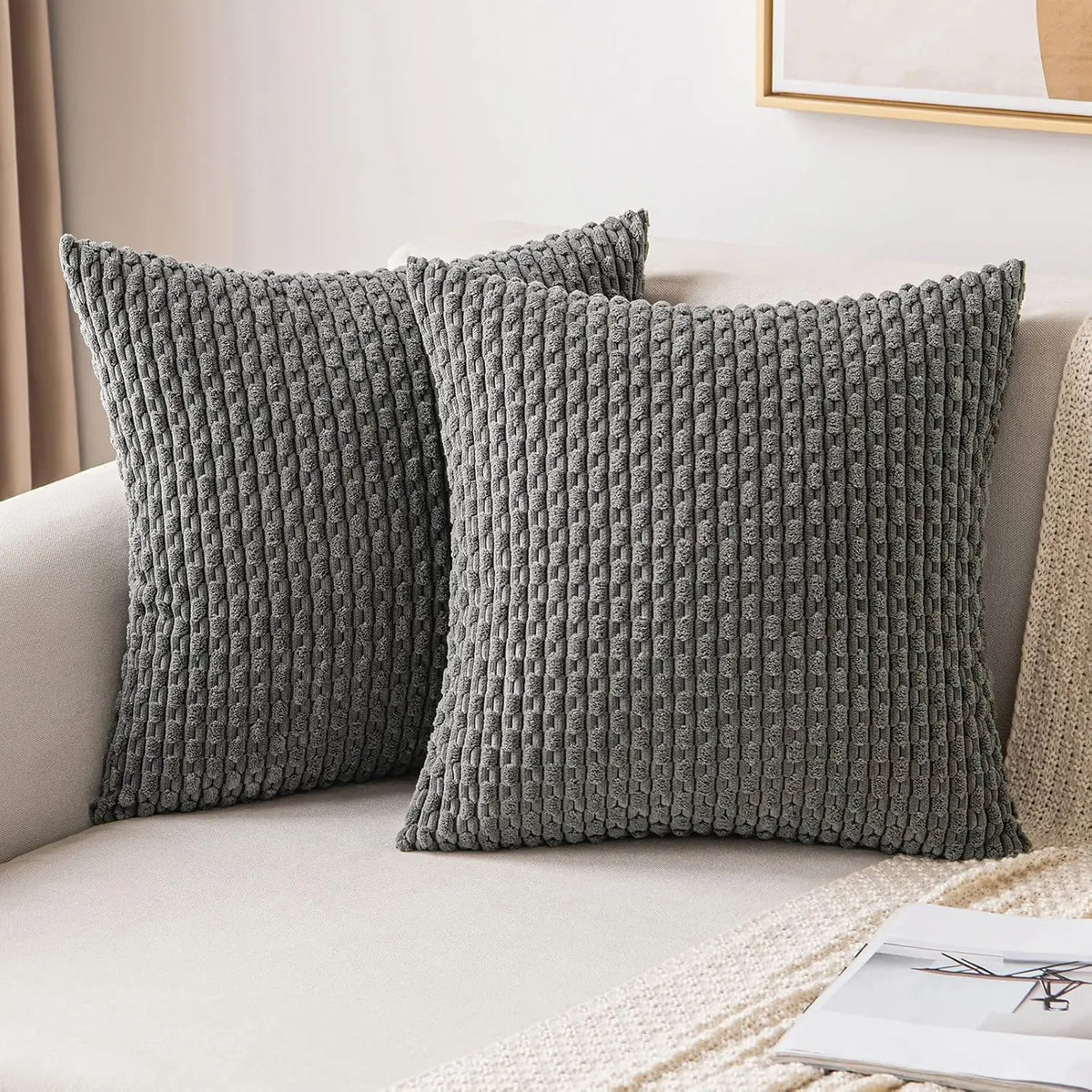 Armchair Cushion Ribbed Corduroy Velvet Lumbar Support