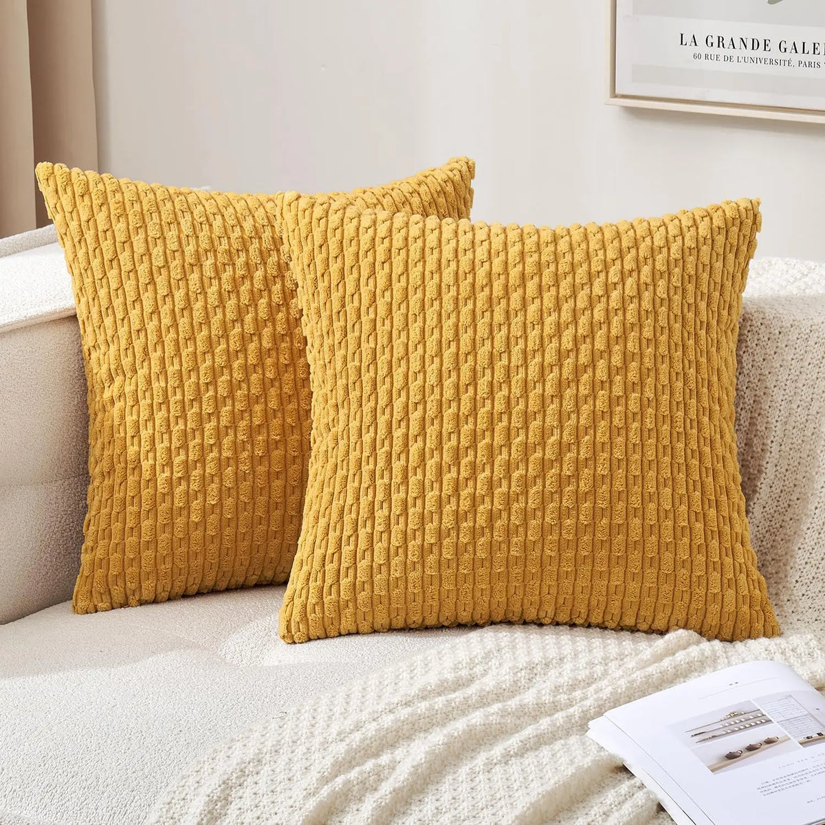 Armchair Cushion Ribbed Corduroy Velvet Lumbar Support
