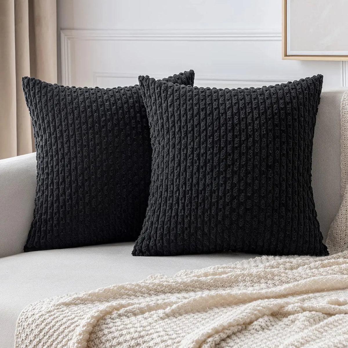Armchair Cushion Ribbed Corduroy Velvet Lumbar Support