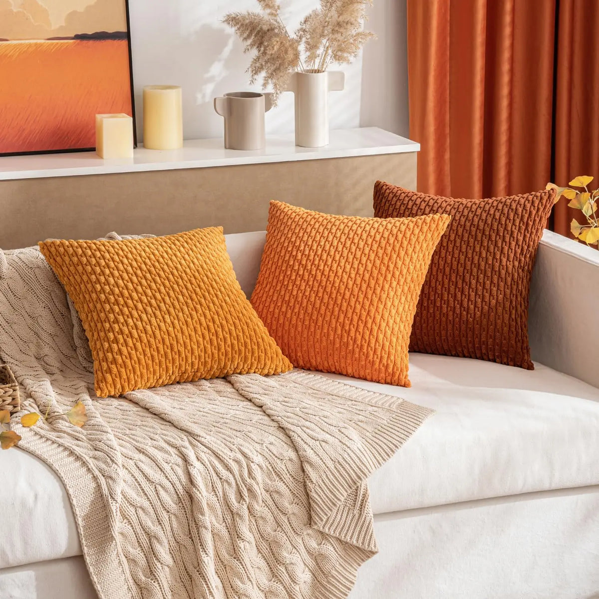 Armchair Cushion Ribbed Corduroy Velvet Lumbar Support