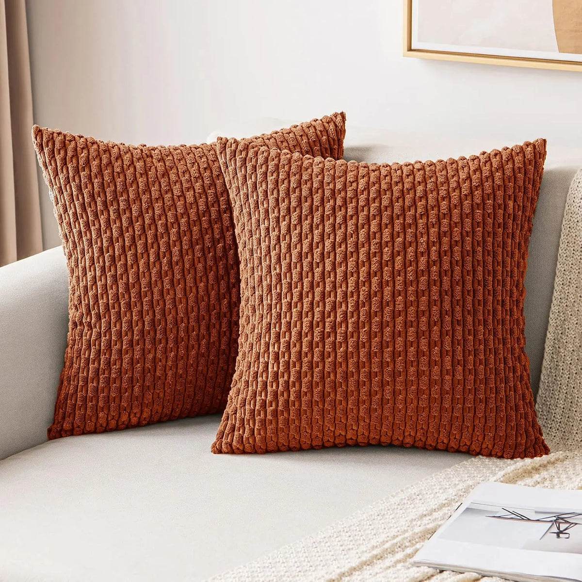 Armchair Cushion Ribbed Corduroy Velvet Lumbar Support