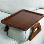 Armrest Tray Bamboo Adjustable Clamp & Anti-Slip Grips