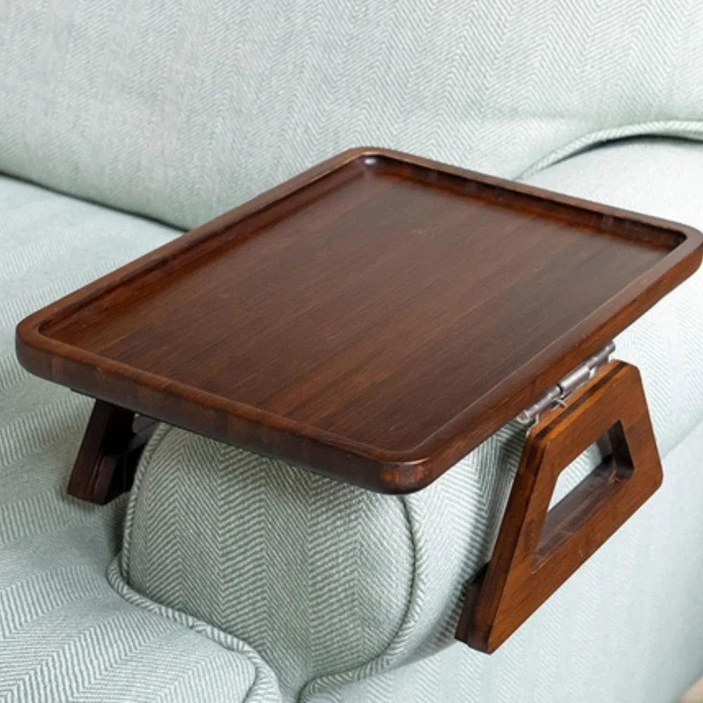 Armrest Tray Bamboo Adjustable Clamp & Anti-Slip Grips