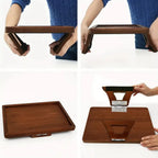 Armrest Tray Bamboo Adjustable Clamp & Anti-Slip Grips