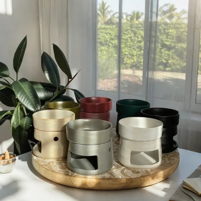 Aromatherapy Diffuser Dual Chamber Porcelain Candlelit