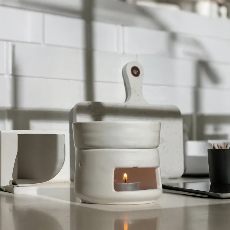 Aromatherapy Diffuser Dual Chamber Porcelain Candlelit