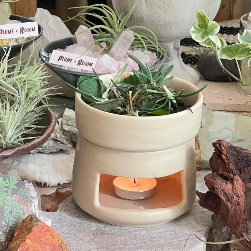 Aromatherapy Diffuser Dual Chamber Porcelain Candlelit