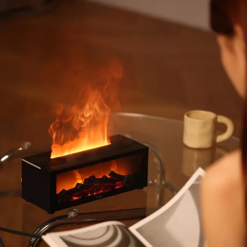 Aromatherapy Diffuser Fireplace Flame LED Auto Shutoff