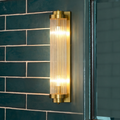 Art Deco Antique Brass Dimmable Wall Sconce (Damp-Rated)