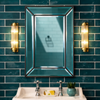 Art Deco Antique Brass Dimmable Wall Sconce (Damp-Rated)