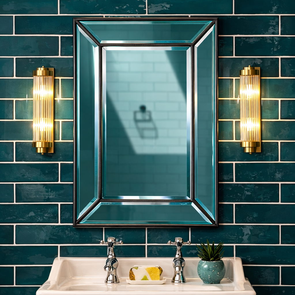 Art Deco Antique Brass Dimmable Wall Sconce (Damp-Rated)