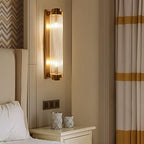 Art Deco Antique Brass Dimmable Wall Sconce (Damp-Rated)