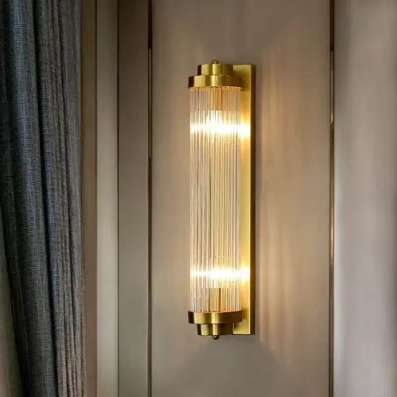 Art Deco Antique Brass Dimmable Wall Sconce (Damp-Rated)