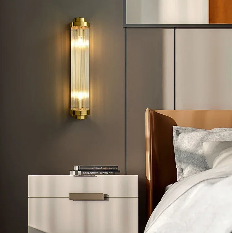 Art Deco Antique Brass Dimmable Wall Sconce (Damp-Rated)