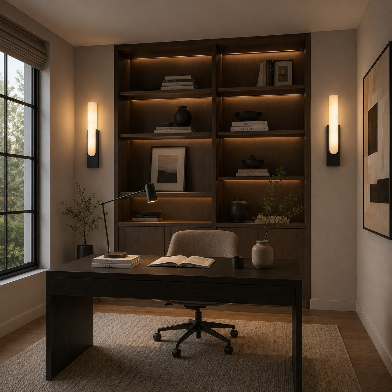 Artificial Alabaster Integrated Warm LED Flush Mount Wall Sconce