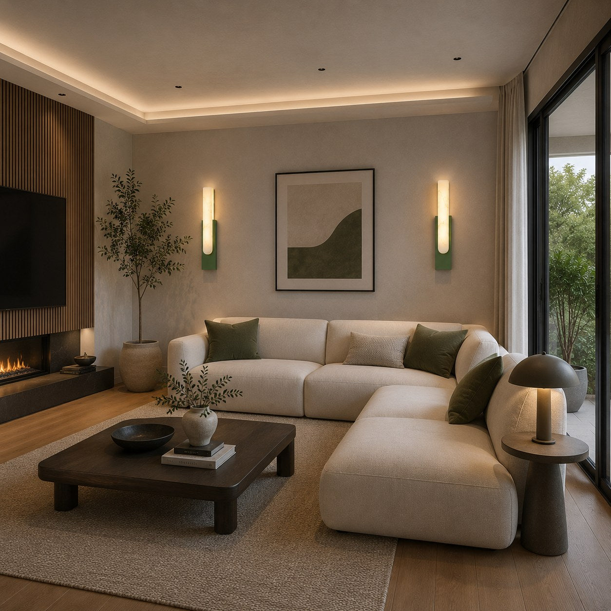 Artificial Alabaster Integrated Warm LED Flush Mount Wall Sconce