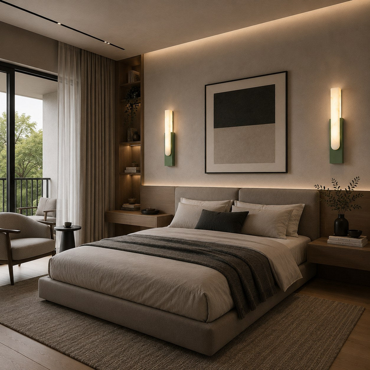 Artificial Alabaster Integrated Warm LED Flush Mount Wall Sconce