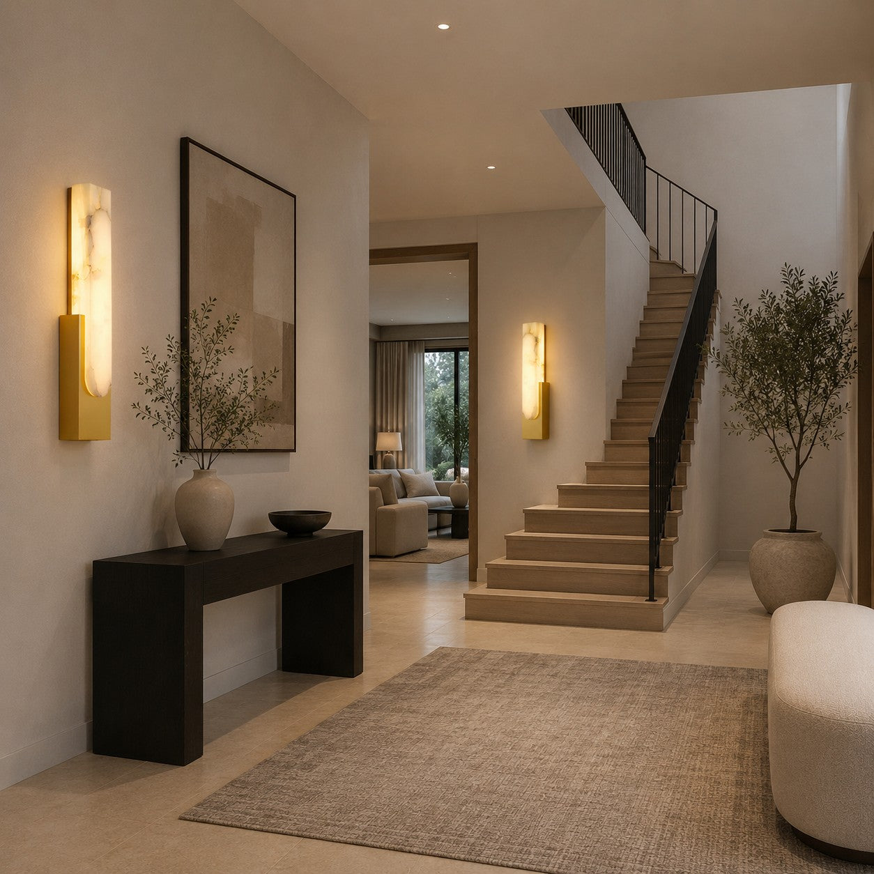 Artificial Alabaster Integrated Warm LED Flush Mount Wall Sconce