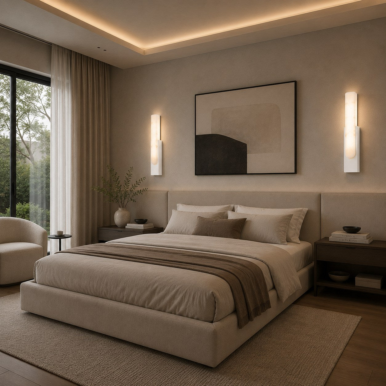 Artificial Alabaster Integrated Warm LED Flush Mount Wall Sconce