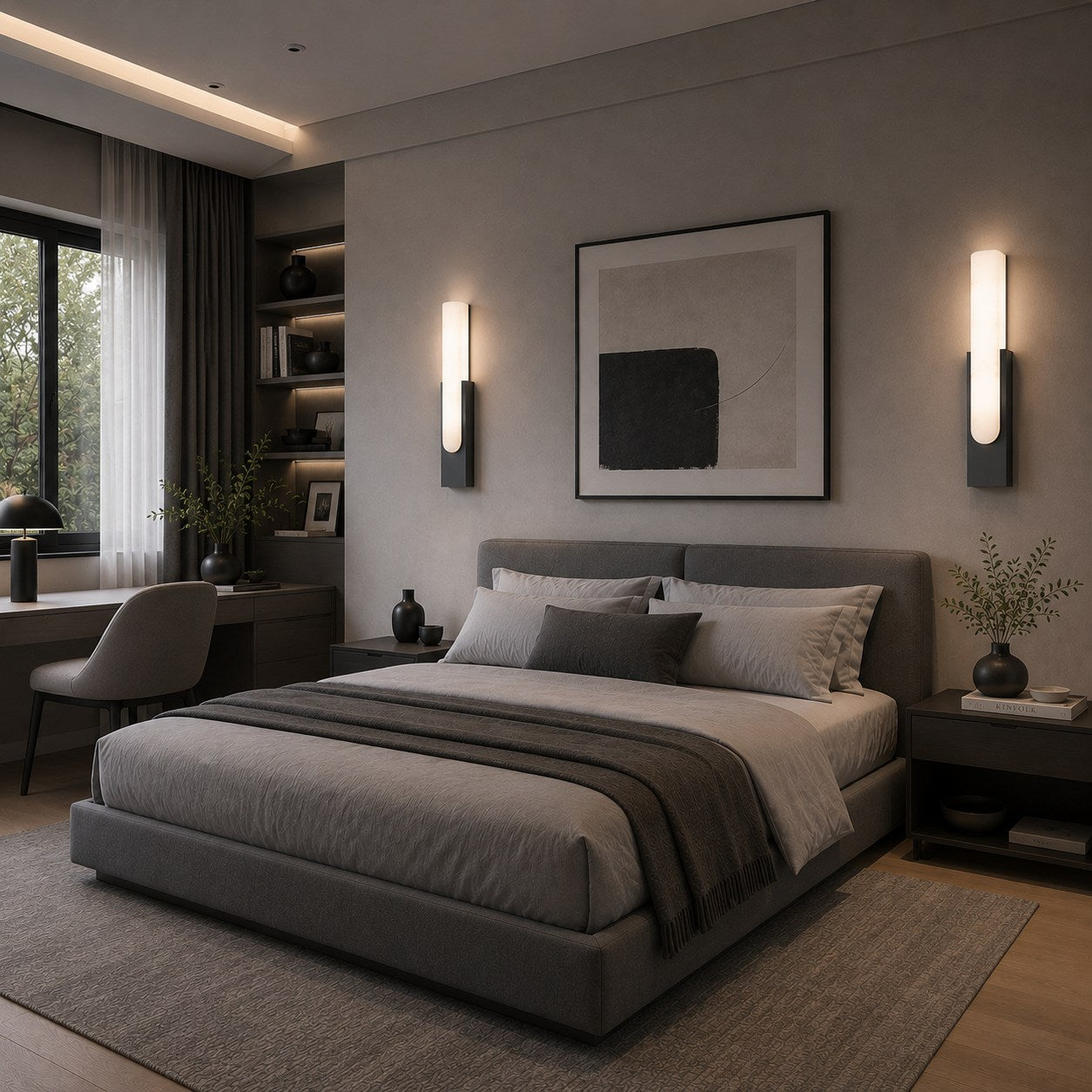 Artificial Alabaster Integrated Warm LED Flush Mount Wall Sconce