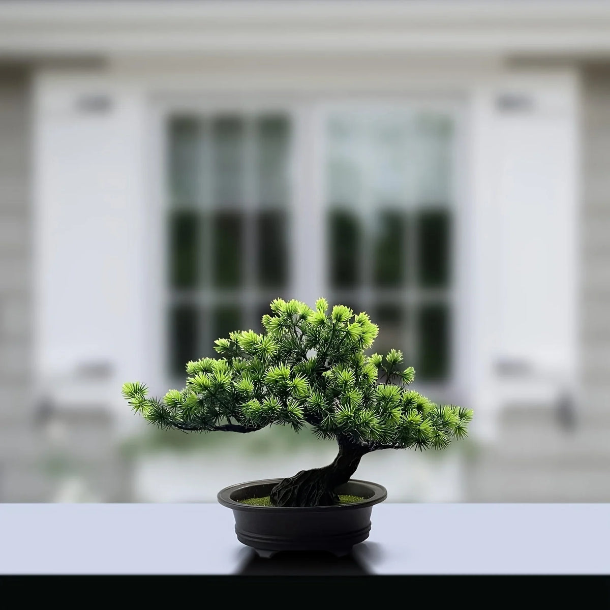 Artificial Bonsai Tree Realistic Leaves Low Maintenance Black Pot