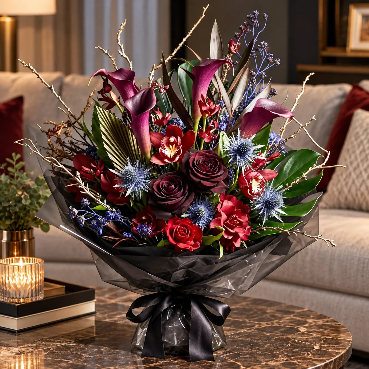 Artificial Calla Lily Bouquet Hand-Tied Glossy Wrap