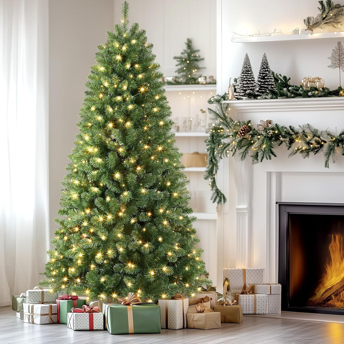 Artificial Christmas Tree Pre-Lit Warm White LED Realistic Branches