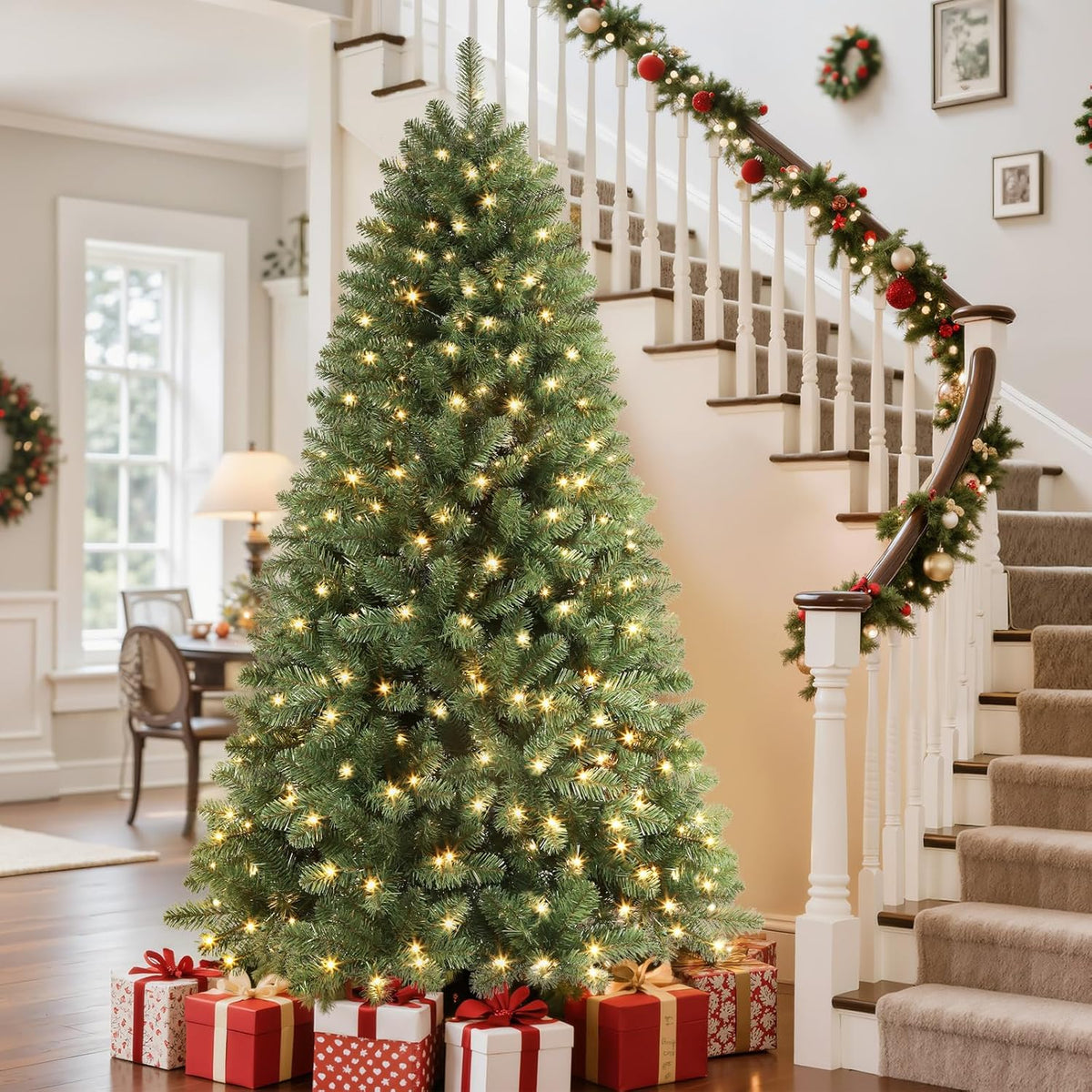 Artificial Christmas Tree Pre-Lit Warm White LED Realistic Branches