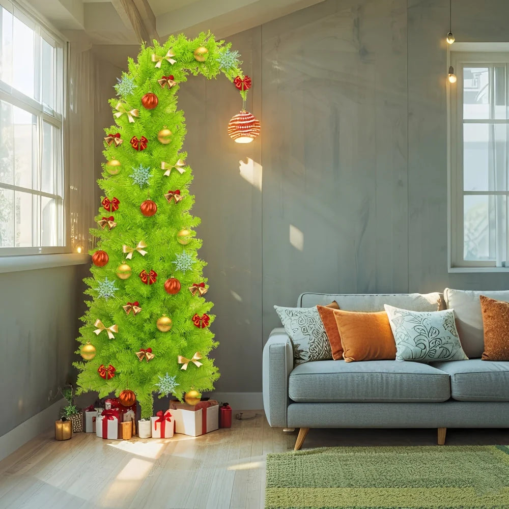 Artificial Christmas Tree Slim Pencil Space-Saving Integrated Base