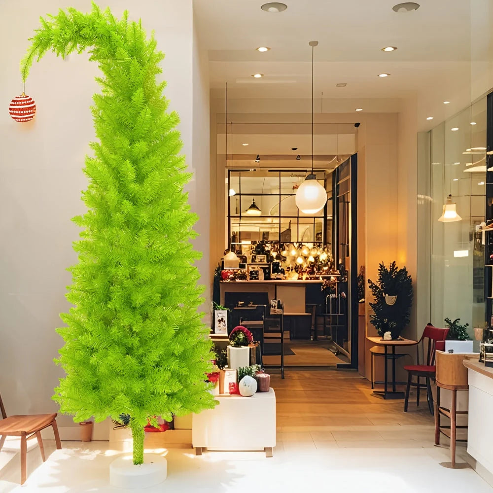 Artificial Christmas Tree Slim Pencil Space-Saving Integrated Base
