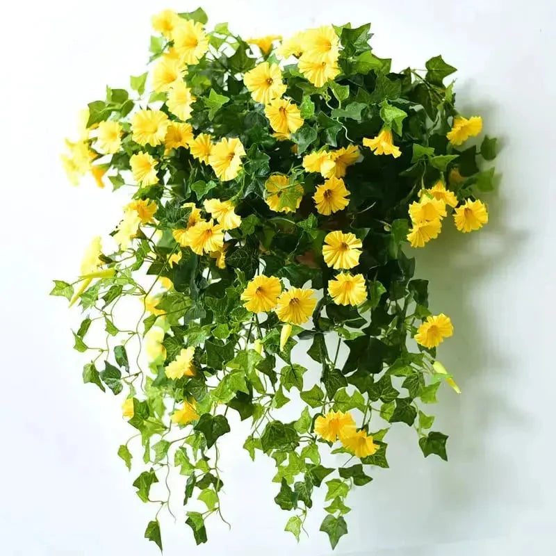 Artificial Morning Glory Garland Lifelike Silk UV Resistant