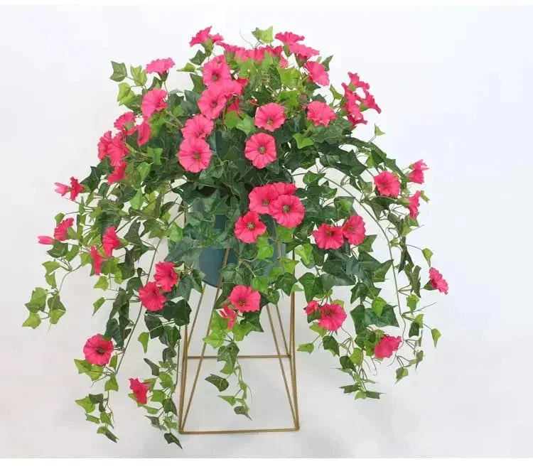 Artificial Morning Glory Garland Lifelike Silk UV Resistant