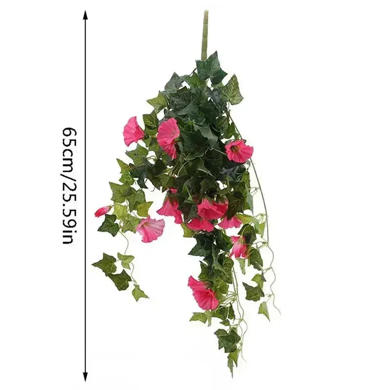 Artificial Morning Glory Garland Lifelike Silk UV Resistant