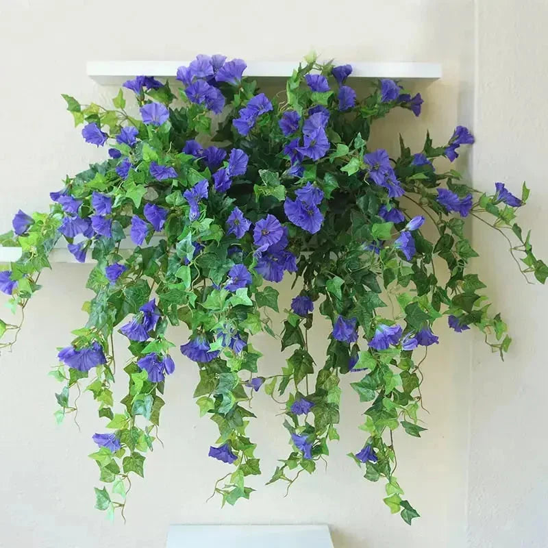Artificial Morning Glory Garland Lifelike Silk UV Resistant